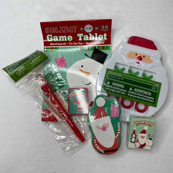 Holiday Time Christmas Activity Set Santa Snowman Pen Game Tablet Fake Tattoos - Picture 1 of 7
